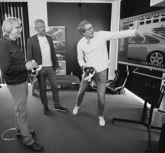 The team discussing the 993 in the studio